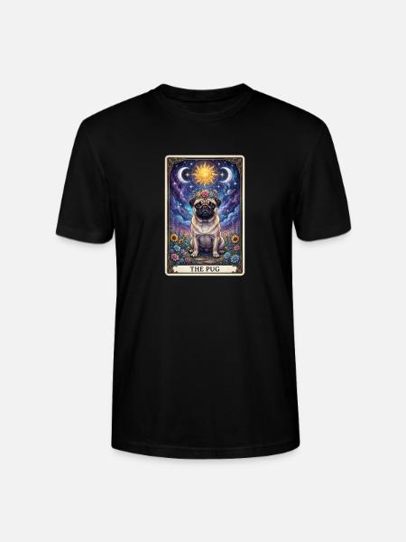 Sun Moon Pug Tarot Illustration - Stanley/Stella CRAFTER Unisex Organic T-Shirt - black
