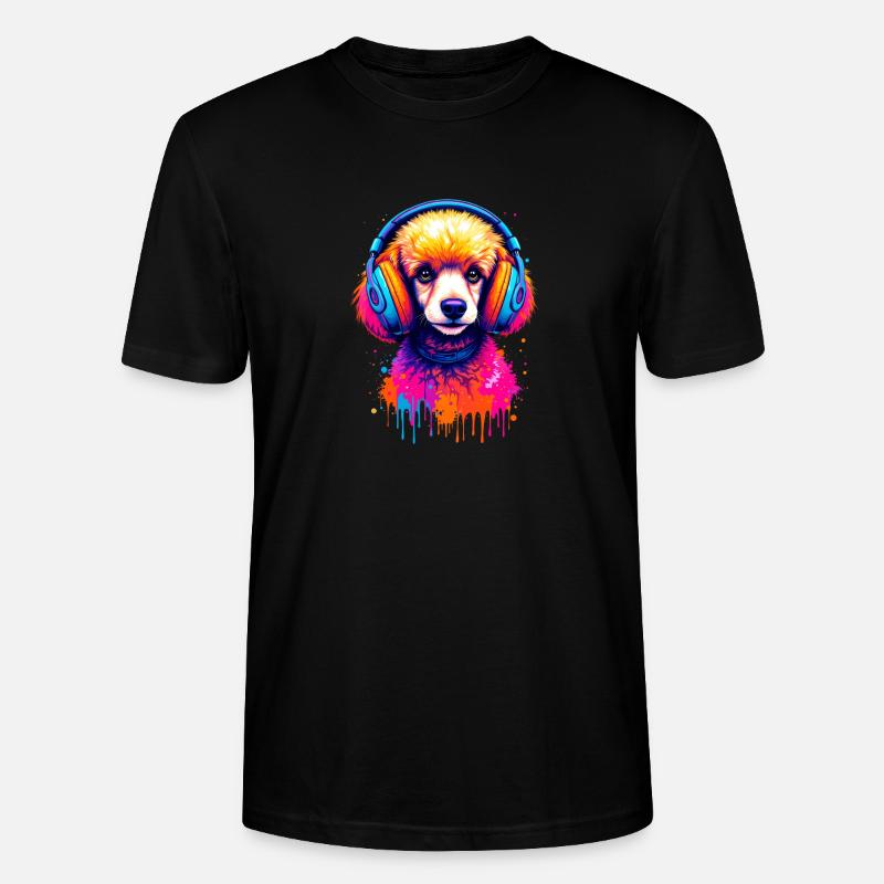 Pudel mit Kopfhörer - Stanley/Stella Unisex Bio-T-Shirt CRAFTER - Schwarz