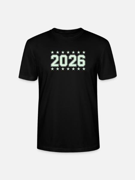 2026 Retro Block Font with Stars - Stanley/Stella CRAFTER Unisex Organic T-Shirt - black