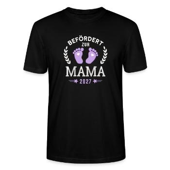 Befördert zur Mama 2027 Werdende Mama - Stanley/Stella Unisex Bio-T-Shirt CRAFTER - Schwarz - Vorne - Alina (178cm) & Michal (187cm)