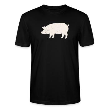 Schwein - Stanley/Stella Unisex Bio-T-Shirt CRAFTER - Schwarz - Vorne - Alina (178cm) & Michal (187cm)