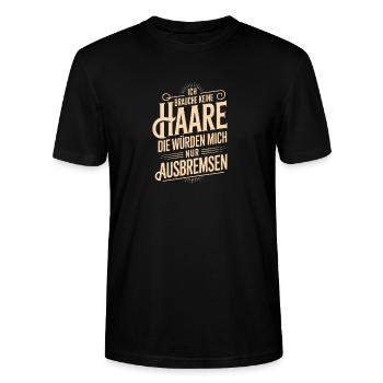 Glatze Glatzkopf Glatzenträger Geschenk - Stanley/Stella Unisex Bio-T-Shirt CRAFTER - Schwarz - Vorne - Alina (178cm) & Michal (187cm)