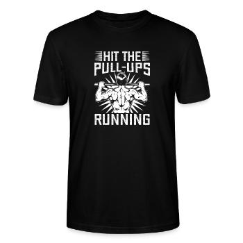Gym Junkies Hit The Pull-Ups Running Calisthenics - Stanley/Stella Unisex Bio-T-Shirt CRAFTER - Schwarz - Vorne - Alina (178cm) & Michal (187cm)