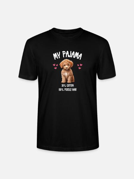 Süßer Pudel, Pyjama, Fluffiger Hund - Stanley/Stella Unisex Bio-T-Shirt CRAFTER - Schwarz