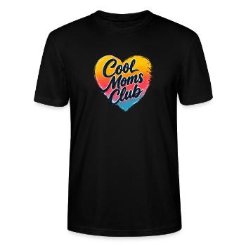 Cool Moms Club! Heart Vintage Personalizable - Stanley/Stella CRAFTER Unisex Organic T-Shirt - black - Front - Alina (178cm) & Michal (187cm)