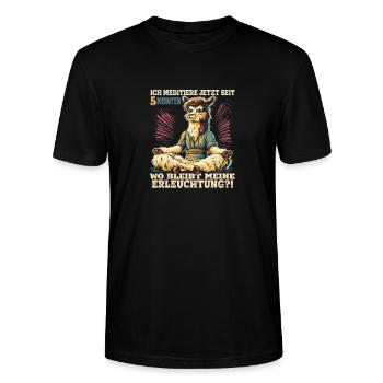 Alpaka Geschenk Yoga Freundin Geburtstag - Stanley/Stella Unisex Bio-T-Shirt CRAFTER - Schwarz - Vorne - Alina (178cm) & Michal (187cm)