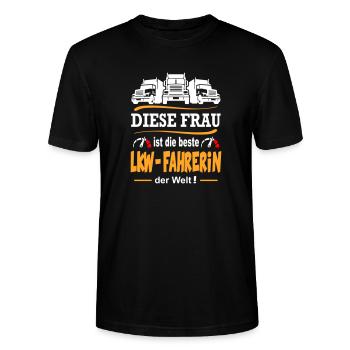 Beste LKW Fahrerin der Welt Lastkraftwagen Frau - Stanley/Stella Unisex Bio-T-Shirt CRAFTER - Schwarz - Vorne - Alina (178cm) & Michal (187cm)