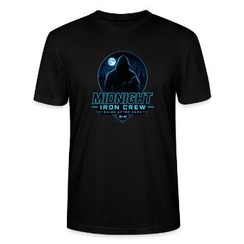 Midnight Iron Crew Gains After Dark Gym Training - Stanley/Stella CRAFTER Unisex Organic T-Shirt - black - Front - Alina (178cm) & Michal (187cm)