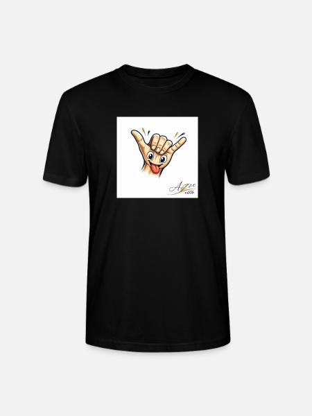 Cartone animato di Shaka Hand con la lingua - Maglietta unisex ecologica CRAFTER di Stanley/Stella - nero
