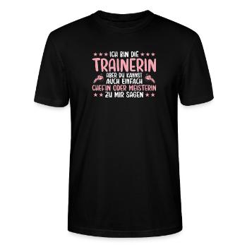 Trainerin Chefin oder Meisterin Fußballtrainerin - Stanley/Stella Unisex Bio-T-Shirt CRAFTER - Schwarz - Vorne - Alina (178cm) & Michal (187cm)