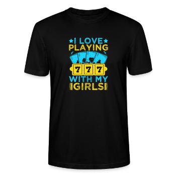 Gambling Fan Love Playing With My Girls Casino - Stanley/Stella CRAFTER Unisex Organic T-Shirt - black - Front - Alina (178cm) & Michal (187cm)