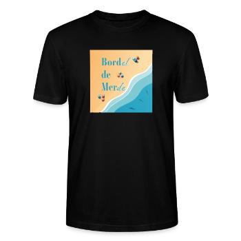 Plage pastel et vagues azur - T-shirt bio CRAFTER Stanley Stella Unisexe - noir - Devant - Alina (178cm) & Michal (187cm)