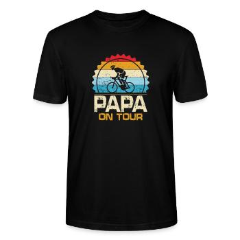 Papa en tournée - T-shirt bio CRAFTER Stanley Stella Unisexe - noir - Devant - Alina (178cm) & Michal (187cm)