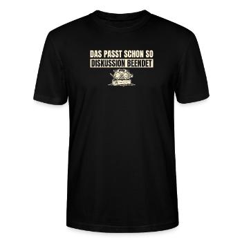 Handwerk Das passt schon so - Handwerker Geschenk - Stanley/Stella Unisex Bio-T-Shirt CRAFTER - Schwarz - Vorne - Alina (178cm) & Michal (187cm)