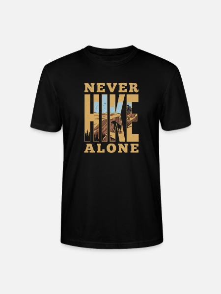 Mountains - Never Hike Alone - Stanley/Stella CRAFTER Unisex Organic T-Shirt - black