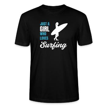 Surfer Girl Beach Lover Gift for Women - Stanley/Stella CRAFTER Unisex Organic T-Shirt - black - Front - Alina (178cm) & Michal (187cm)