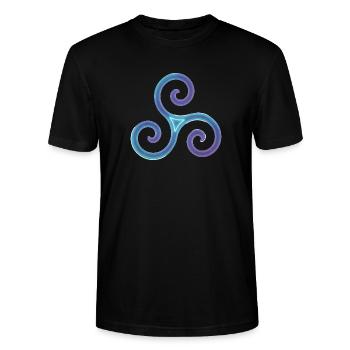Neon Triskel Spiral - Stanley/Stella CRAFTER Unisex Organic T-Shirt - black - Front - Alina (178cm) & Michal (187cm)