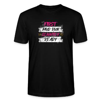 First mud run Schlammlauf Muddy Race - Stanley/Stella CRAFTER Unisex Organic T-Shirt - black - Front - Alina (178cm) & Michal (187cm)