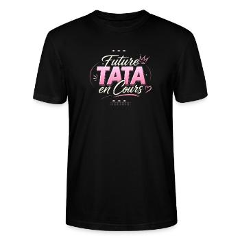 Future Tata In Progress 2027 - Pregnancy Announcement - Stanley/Stella CRAFTER Unisex Organic T-Shirt - black - Front - Alina (178cm) & Michal (187cm)
