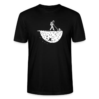 Astronaute Tondant la Lune - T-shirt bio CRAFTER Stanley Stella Unisexe - noir - Devant - Alina (178cm) & Michal (187cm)
