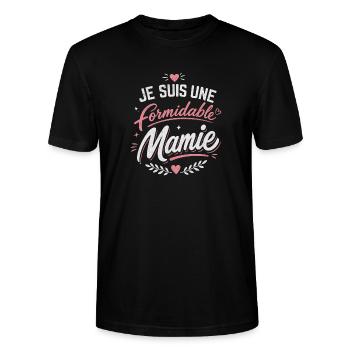 je suis une formidable Mamie - T-shirt bio CRAFTER Stanley Stella Unisexe - noir - Devant - Alina (178cm) & Michal (187cm)