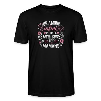 Un Amour Infini Meilleure Des Mamans  - T-shirt bio CRAFTER Stanley Stella Unisexe - noir - Devant - Alina (178cm) & Michal (187cm)
