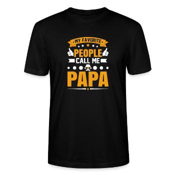 Mes personnes préférées m’appellent Papa - T-shirt bio CRAFTER Stanley Stella Unisexe - noir - Devant - Alina (178cm) & Michal (187cm)