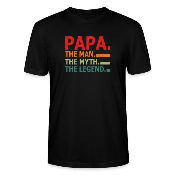 Légende du mythe de Papa l’Homme - T-shirt bio CRAFTER Stanley Stella Unisexe - noir - Devant - Alina (178cm) & Michal (187cm)