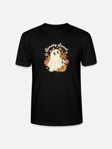 Gruseliger, süßer Retro-Blumengeist - Stanley/Stella Unisex Bio-T-Shirt CRAFTER - Schwarz