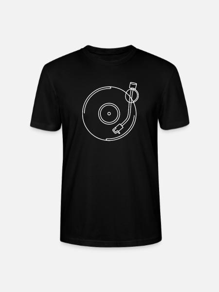 Schallplatten-Linienkunst - Stanley/Stella Unisex Bio-T-Shirt CRAFTER - Schwarz