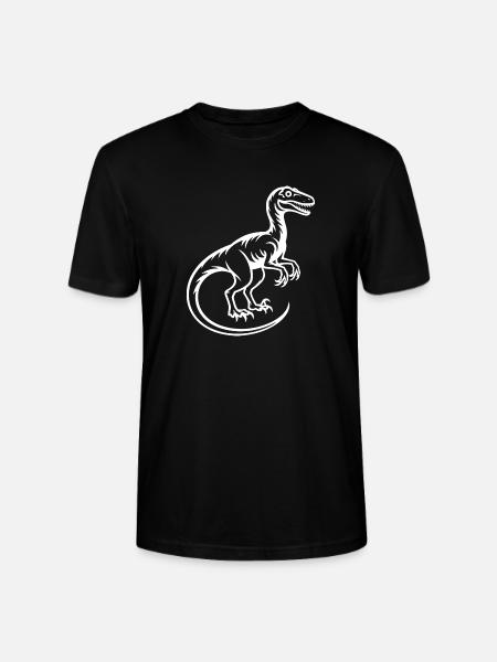 Dino-Silhouette: Weißer Raptor - Stanley/Stella Unisex Bio-T-Shirt CRAFTER - Schwarz