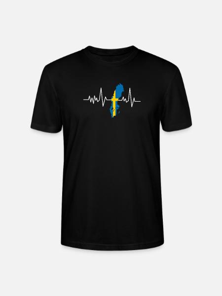 Schweden Herzschlag Flagge - Stanley/Stella Unisex Bio-T-Shirt CRAFTER - Schwarz