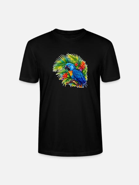 Tropischer Blauparrot im Tropenwald - Stanley/Stella Unisex Bio-T-Shirt CRAFTER - Schwarz
