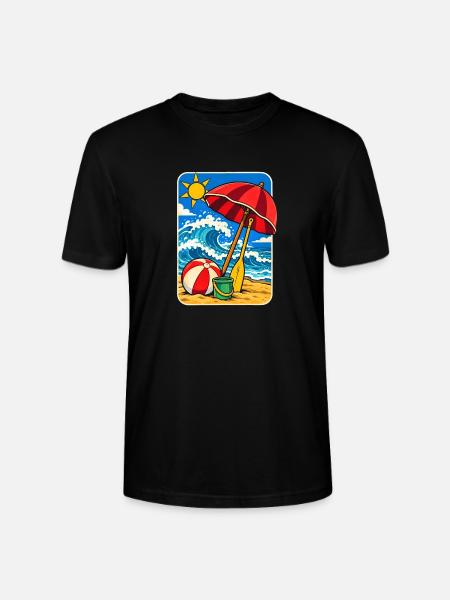 Retro Sunny Beach Day Illustration - Stanley/Stella Unisex Bio-T-Shirt CRAFTER - Schwarz