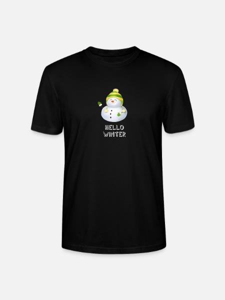 Hello Winter - Schneemann mit Ringelmütze - Stanley/Stella Unisex Bio-T-Shirt CRAFTER - Schwarz