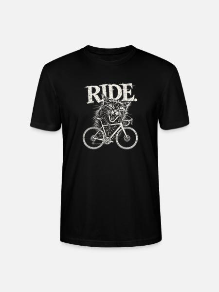 Wütende Katze auf Rennrad  - Stanley/Stella Unisex Bio-T-Shirt CRAFTER - Schwarz