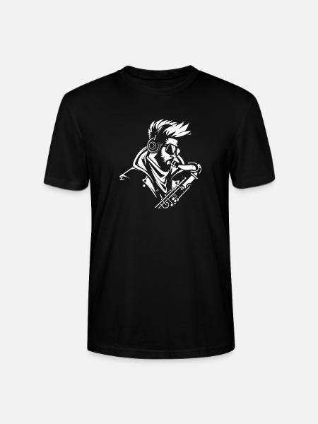 Saxophonist Skizze - Stanley/Stella Unisex Bio-T-Shirt CRAFTER - Schwarz