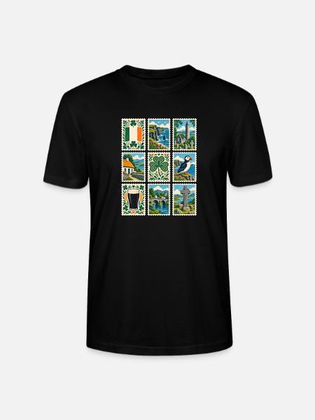 Irland Briefmarken - Stanley/Stella Unisex Bio-T-Shirt CRAFTER - Schwarz