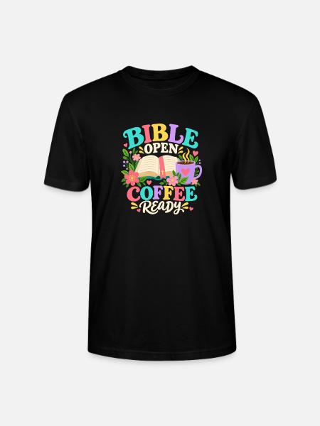 Bible Open Coffee Ready Christian - Stanley/Stella Unisex Bio-T-Shirt CRAFTER - Schwarz