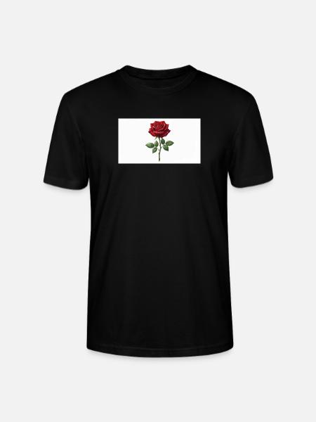 Rote Rose mit Tau-Tropfen - Stanley/Stella Unisex Bio-T-Shirt CRAFTER - Schwarz