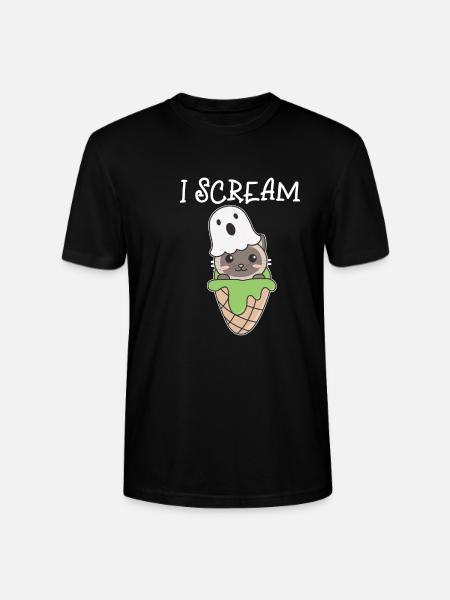 Gatto Halloween Fantasma I Scream Ice Cream Pun - Maglietta unisex ecologica CRAFTER di Stanley/Stella - nero