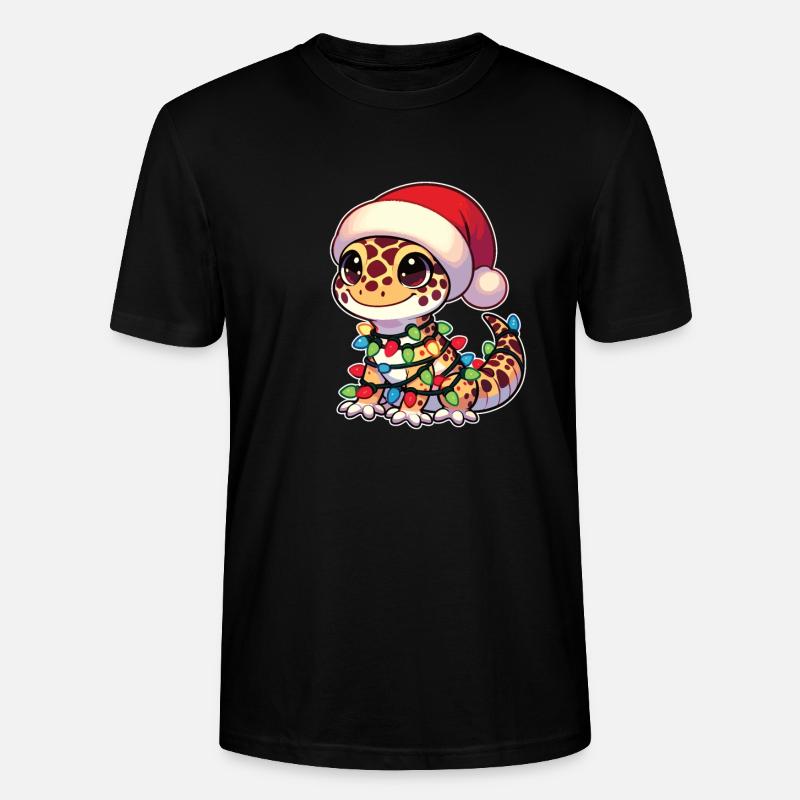 Weihnachten Lichterkette Leopardgecko - Stanley/Stella Unisex Bio-T-Shirt CRAFTER - Schwarz