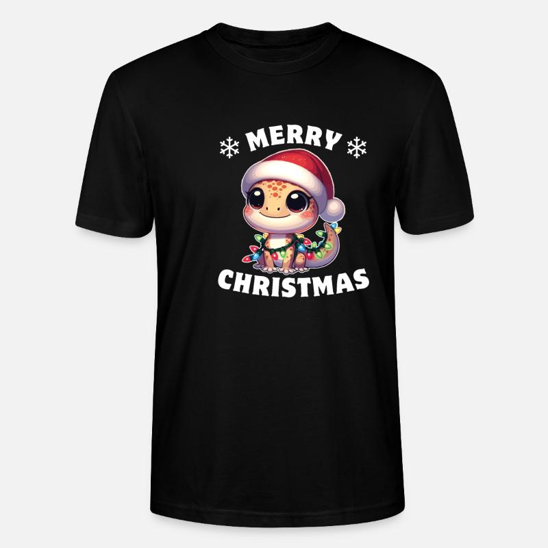 Weihnachten Lichterkette Leopardgecko - Stanley/Stella Unisex Bio-T-Shirt CRAFTER - Schwarz