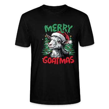 Merry Goatmas Lustiges Ziegen Weihnachts - Stanley/Stella Unisex Bio-T-Shirt CRAFTER - Schwarz - Vorne - Alina (178cm) & Michal (187cm)