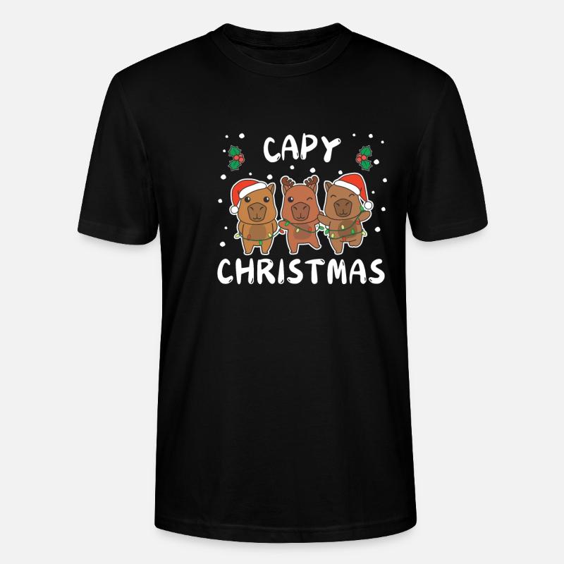 Joyeux Noël Doux Capybara Noël - T-shirt bio CRAFTER Stanley Stella Unisexe - noir