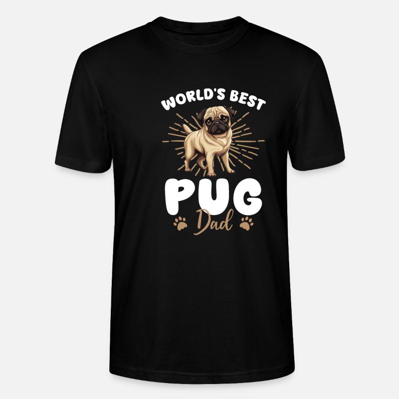 Pug Groovy Pug Dad - Stanley/Stella CRAFTER Unisex Organic T-Shirt - black
