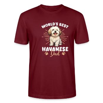 Chien Bichon Havanais Papa - T-shirt bio CRAFTER Stanley Stella Unisexe - bordeaux - Devant - Alina (178cm) & Michal (187cm)