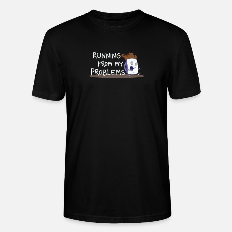 Running from My Problems – Kaffee Cartoon - Stanley/Stella Unisex Bio-T-Shirt CRAFTER - Schwarz
