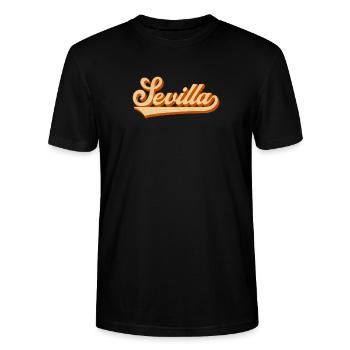 Sevilla Rétro lettrage - T-shirt bio CRAFTER Stanley Stella Unisexe - noir - Devant - Alina (178cm) & Michal (187cm)
