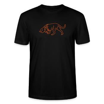 Chien de sueur en orange - T-shirt bio CRAFTER Stanley Stella Unisexe - noir - Devant - Alina (178cm) & Michal (187cm)
